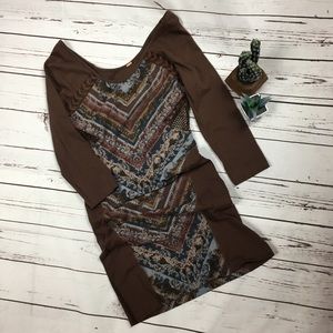 FREE PEOPLE • NWOT Aztec Dress Cut Out Net Pink XS